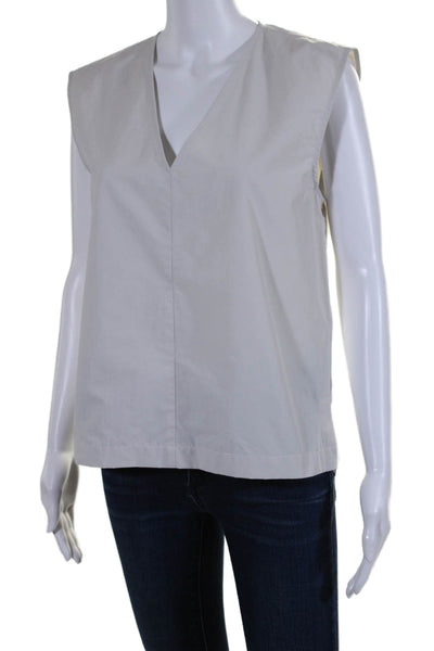Kal Rieman Womens Cotton Blend Sleeveless Pullover Blouse Top Beige Size XS