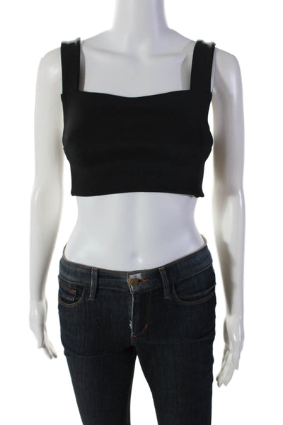 Ksubi Womens Solid Black Square Neck Zip Back Sleeveless Crop Top Size XS