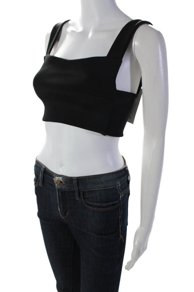 Ksubi Womens Solid Black Square Neck Zip Back Sleeveless Crop Top Size XS