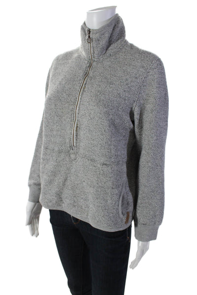 Roots Womens Long Sleeve Mock Neck Full Zip Sweater Jacket Gray Size Small