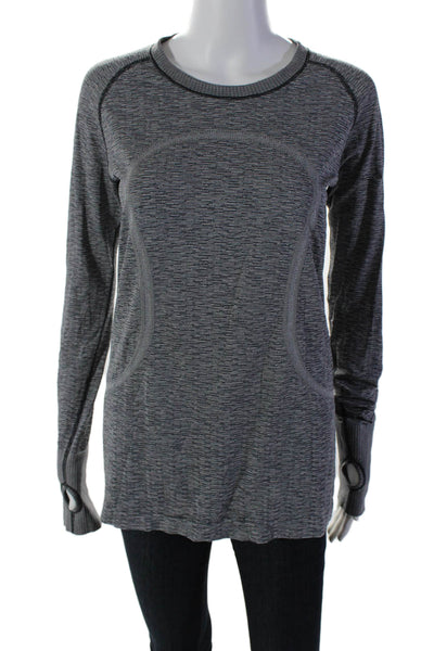 Lululemon Womens Round Neck Long Sleeve Activewear T shirt Gray Size 10