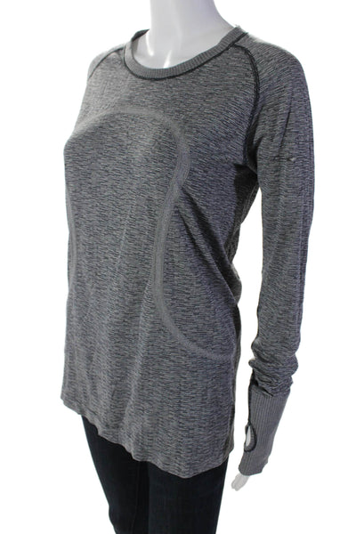 Lululemon Womens Round Neck Long Sleeve Activewear T shirt Gray Size 10