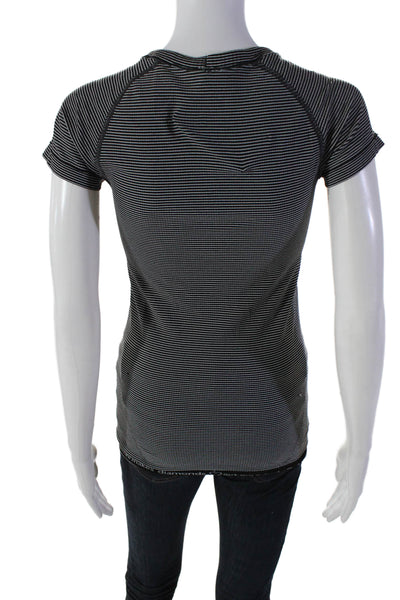 Lululemon Womens Short Sleeve Striped Athletic Top Black Size 4