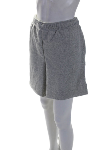 NIA Womens Cotton Gray Crew Neck Long Sleeve Sweatshirt Shorts Set Size L