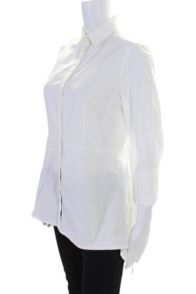 Max Mara Womens Long Sleeve Collared Button Down Top White Size Small