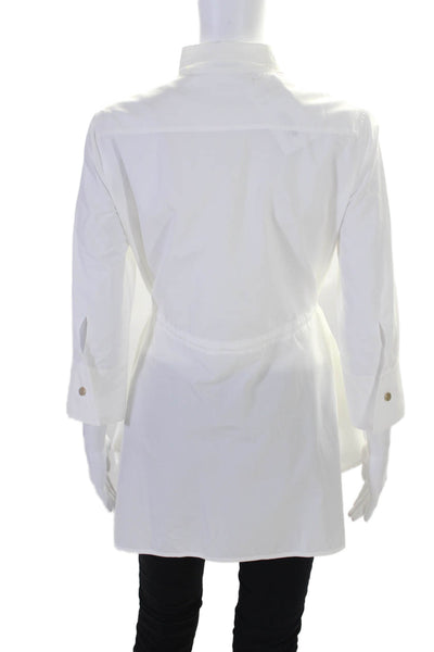 Max Mara Womens Long Sleeve Collared Button Down Top White Size Small