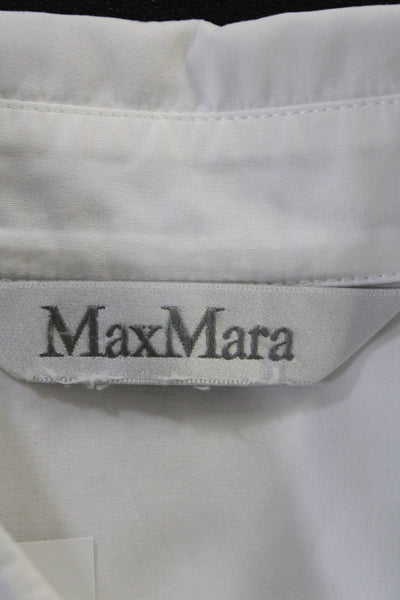 Max Mara Womens Long Sleeve Collared Button Down Top White Size Small