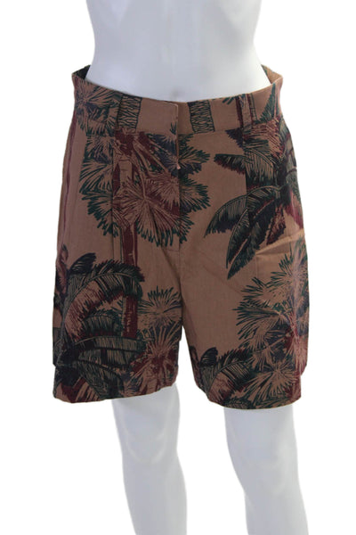 Emporio Sirenuse Womens Cotton Brown Floral High Waisted Shorts Size 42