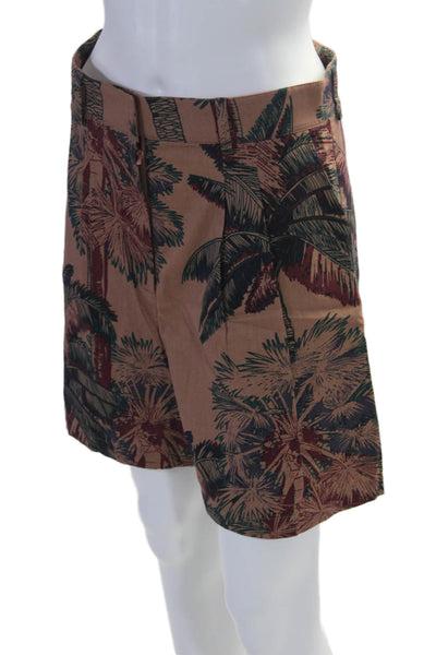 Emporio Sirenuse Womens Cotton Brown Floral High Waisted Shorts Size 42