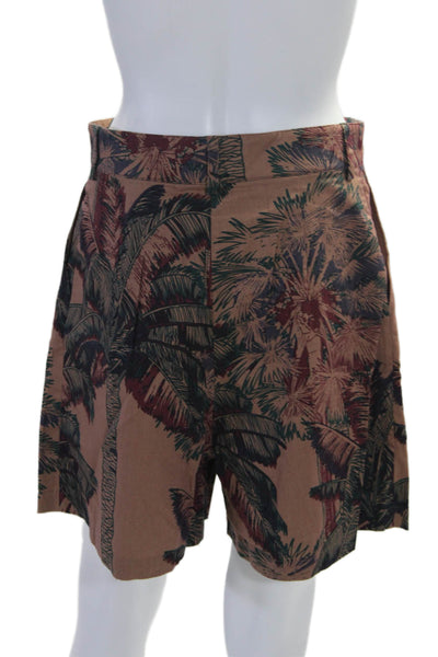 Emporio Sirenuse Womens Cotton Brown Floral High Waisted Shorts Size 42