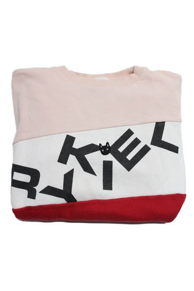 Sonia Rykiel Girls Cotton Graphic Print Long Sleeve Tshirt Pink Red Size 12