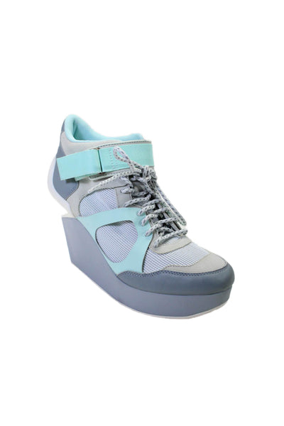 Puma Alexander Mc Queen Womens Leap Wedge Sneakers Aqua Blue Grey Size 9.5