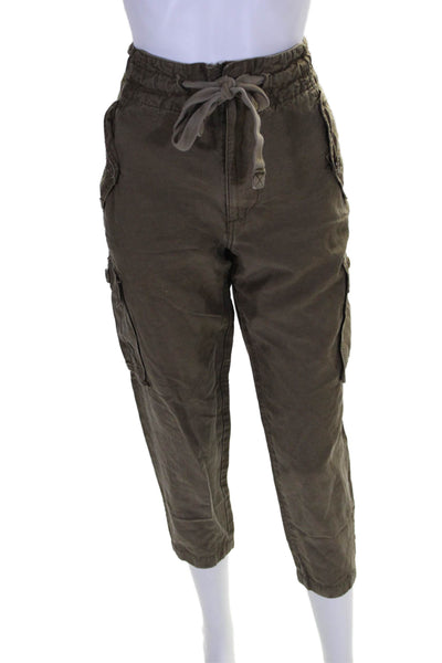 Vince Womens Zipper Fly High Rise Straight Leg Cargo Pants Brown Cotton Size XS