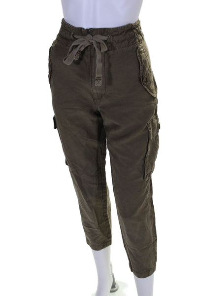 Vince Womens Zipper Fly High Rise Straight Leg Cargo Pants Brown Cotton Size XS