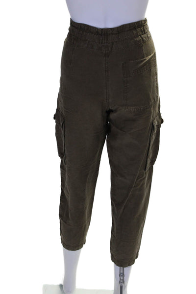 Vince Womens Zipper Fly High Rise Straight Leg Cargo Pants Brown Cotton Size XS