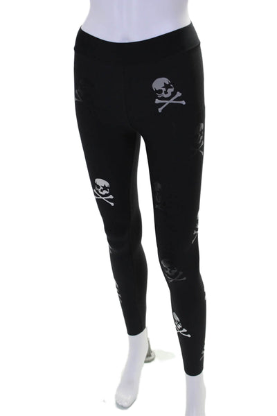 Ultracor Womens High Rise Stretch Knit Skull Logo Leggings Black Size XS