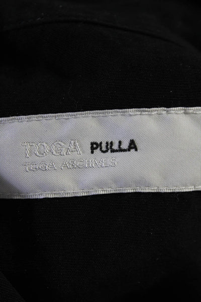 Toga Pulla Womens Button Front Collared Striped Fringe Shirt Black Gray EU 36