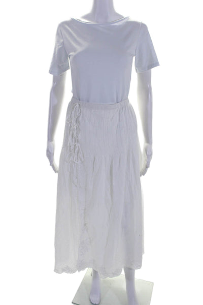 J Crew Womens Cotton White Lace Up Front Lined Maxi Skirt Size 2