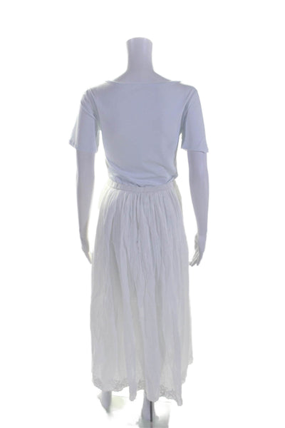 J Crew Womens Cotton White Lace Up Front Lined Maxi Skirt Size 2