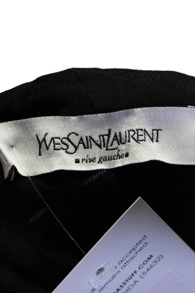 Yves Saint Laurent Womens Short Sleeve Tie Neck Knit Top Black Size Small