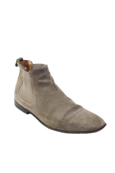 Paul Smith Mens Suede Patchwork Elastic Slip-On Ankle Boots Beige Size 7