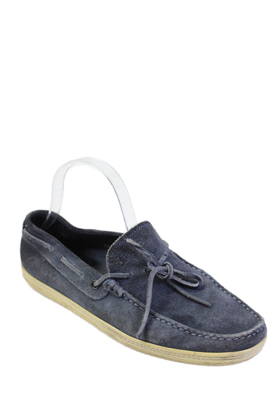 Tods Mens Suede Round Apron Toe Woven Tied Slip-On Walking Shoes Blue Size 6.5