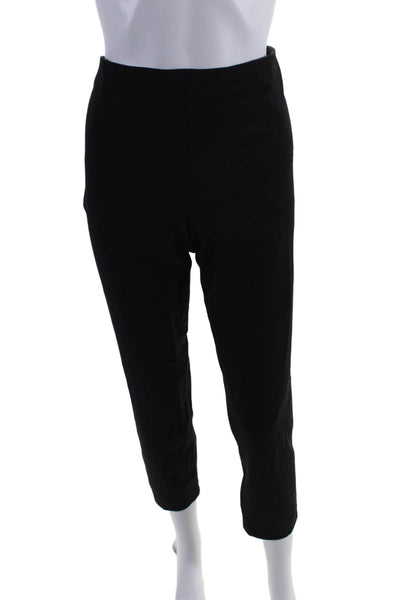 Vince Womens Elastic Waist Low Rise Tapered Leg Pants Black Size Large