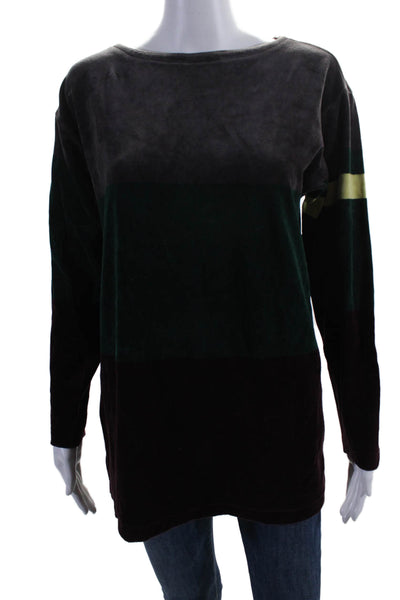 Ralph Lauren Womens Cotton Multicolor Velvet Color Block Tunic Top Size S