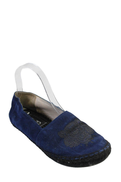 Kenzo Womens Suede Tiger Apron Toe Slip On Espadrilles Navy Blue Size 8US 38EU