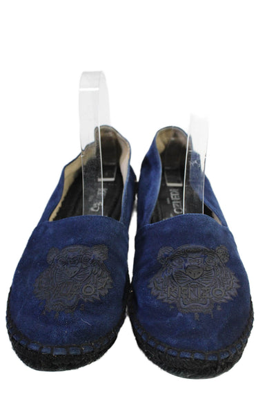 Kenzo Womens Suede Tiger Apron Toe Slip On Espadrilles Navy Blue Size 8US 38EU