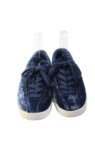 Madewell Women's Round Toe Lace Up Velvet Rubber Sole Sneakers Navy Blue Size 9