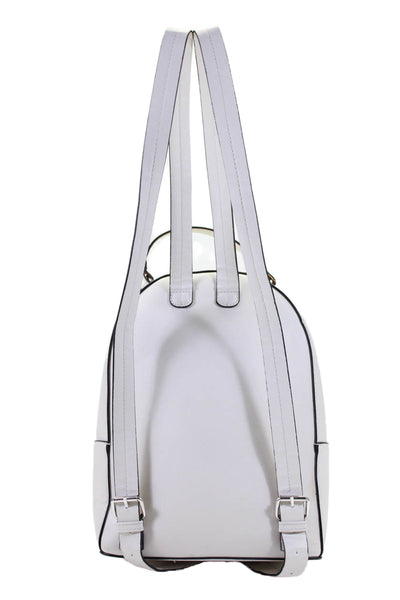 Zara Basic Collection Womens Faux Leather Zip Around Silver Tone Back Pack White