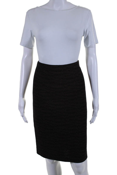 St. John Womens Brown Black Printed Knee Length Pencil Skirt Size 4