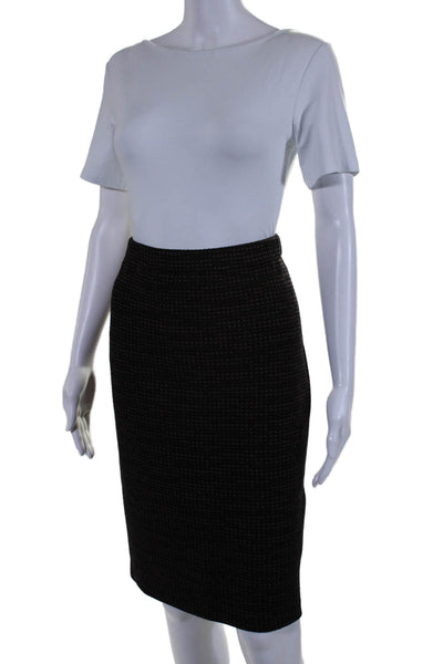 St. John Womens Brown Black Printed Knee Length Pencil Skirt Size 4