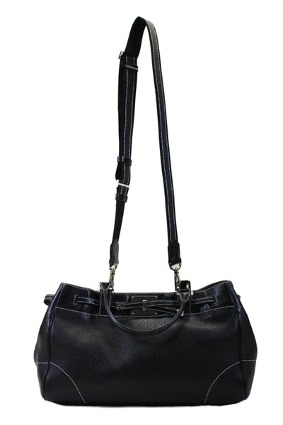 Lambertson Truex Womens Solid Black Large Satchel Bag Handbag