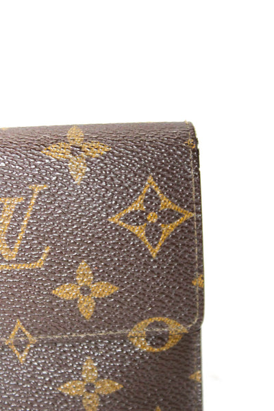 Louis Vuitton Womens Monogram Canvas Porte Tresor Snapped Buttoned Wallet Brown