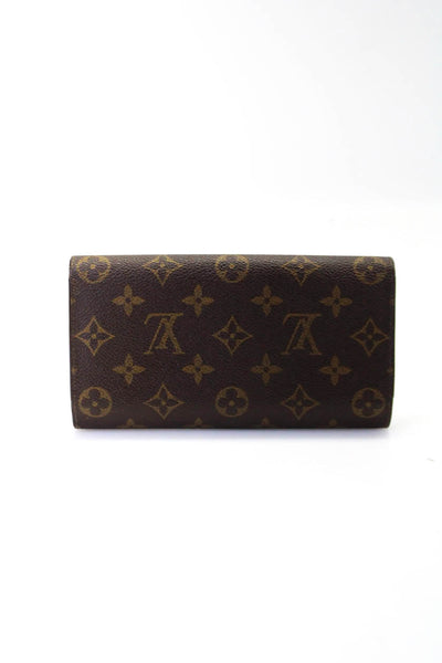 Louis Vuitton Womens Monogram Canvas Porte Tresor Snapped Buttoned Wallet Brown