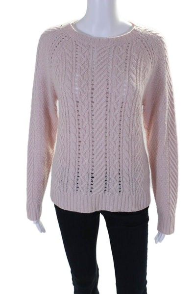 Margaret OLeary Womens Long Sleeve Crew Neck Thick Knit Sweater Pink Small