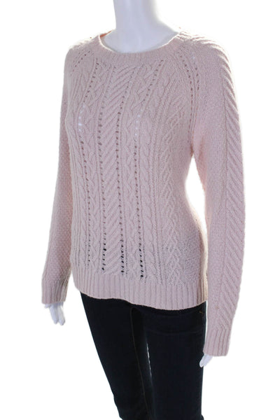 Margaret OLeary Womens Long Sleeve Crew Neck Thick Knit Sweater Pink Small