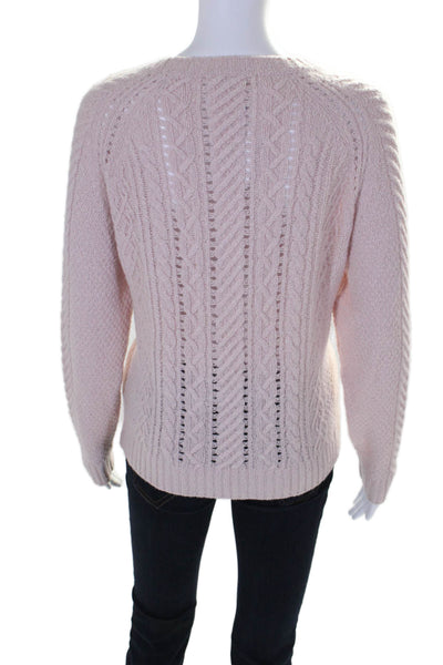 Margaret OLeary Womens Long Sleeve Crew Neck Thick Knit Sweater Pink Small