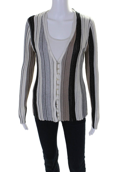 SOH Womens Long Sleeve Button Down Open Knit Cardigan Sweater Beige Small