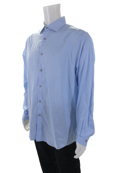 Michael Kors Mens Cotton Collared Long Sleeve Button Down Shirt Blue Size 16.5