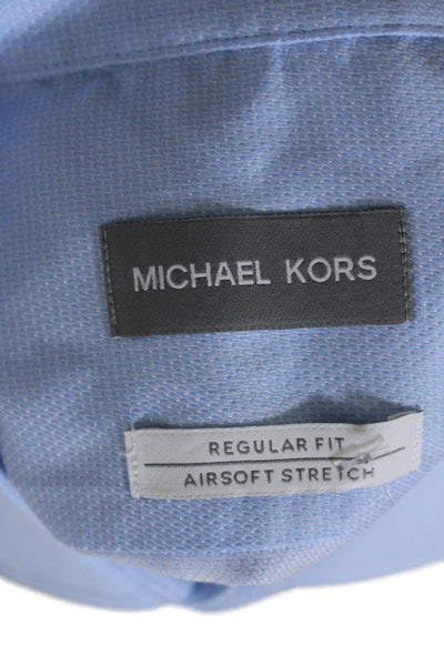 Michael Kors Mens Cotton Collared Long Sleeve Button Down Shirt Blue Size 16.5