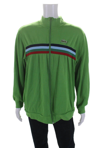 Lacoste Sport Mens Cotton Long Sleeve Mock Neck Full Zip Jacket Green Size 8