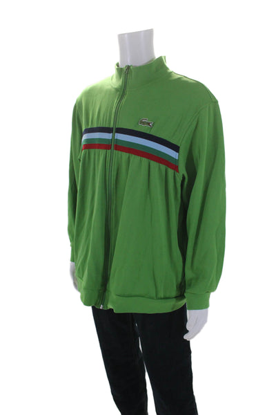 Lacoste Sport Mens Cotton Long Sleeve Mock Neck Full Zip Jacket Green Size 8