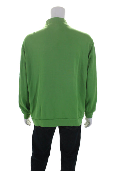 Lacoste Sport Mens Cotton Long Sleeve Mock Neck Full Zip Jacket Green Size 8