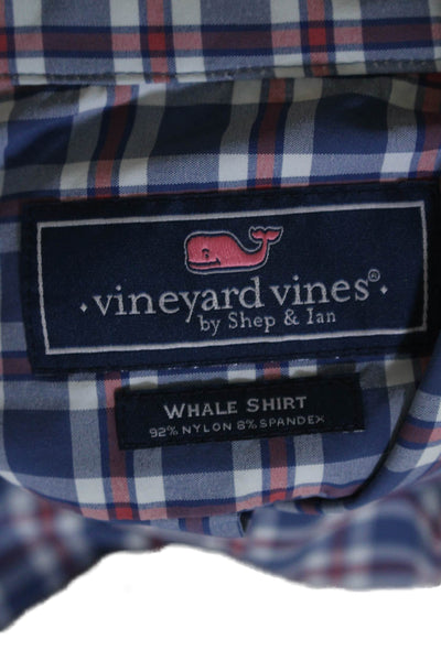 Vineyard Vines Mens Plaid Print Long Sleeve Button Down Whale Shirt Blue Size S