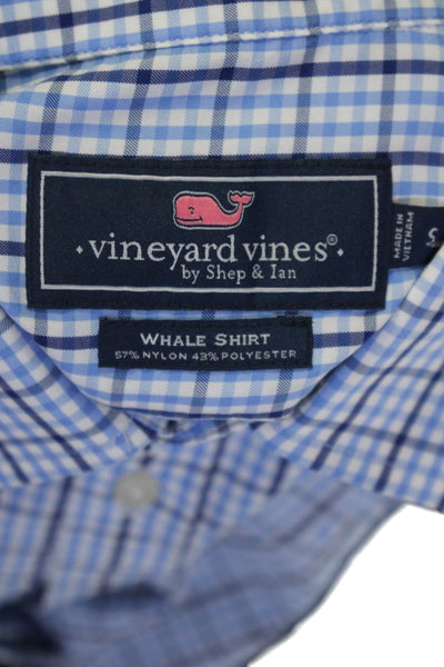 Vineyard Vines Mens Plaid Print Collared Long Sleeve Button Up Shirt Blue Size S