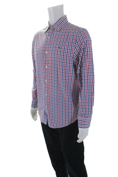 Vineyard Vines Mens Plaid Print Collared Button Down Whale Top Multicolor Size S