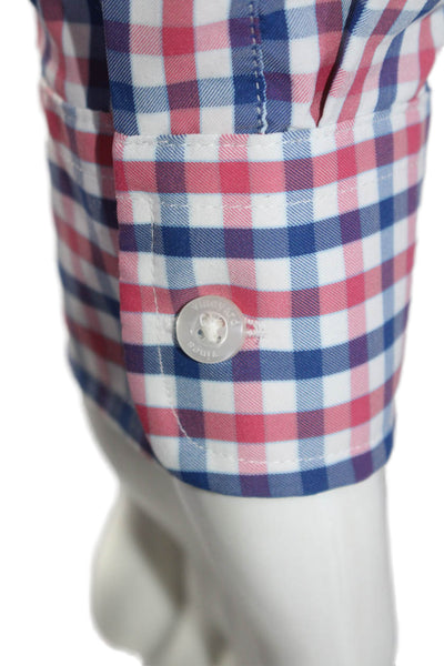 Vineyard Vines Mens Plaid Print Collared Button Down Whale Top Multicolor Size S